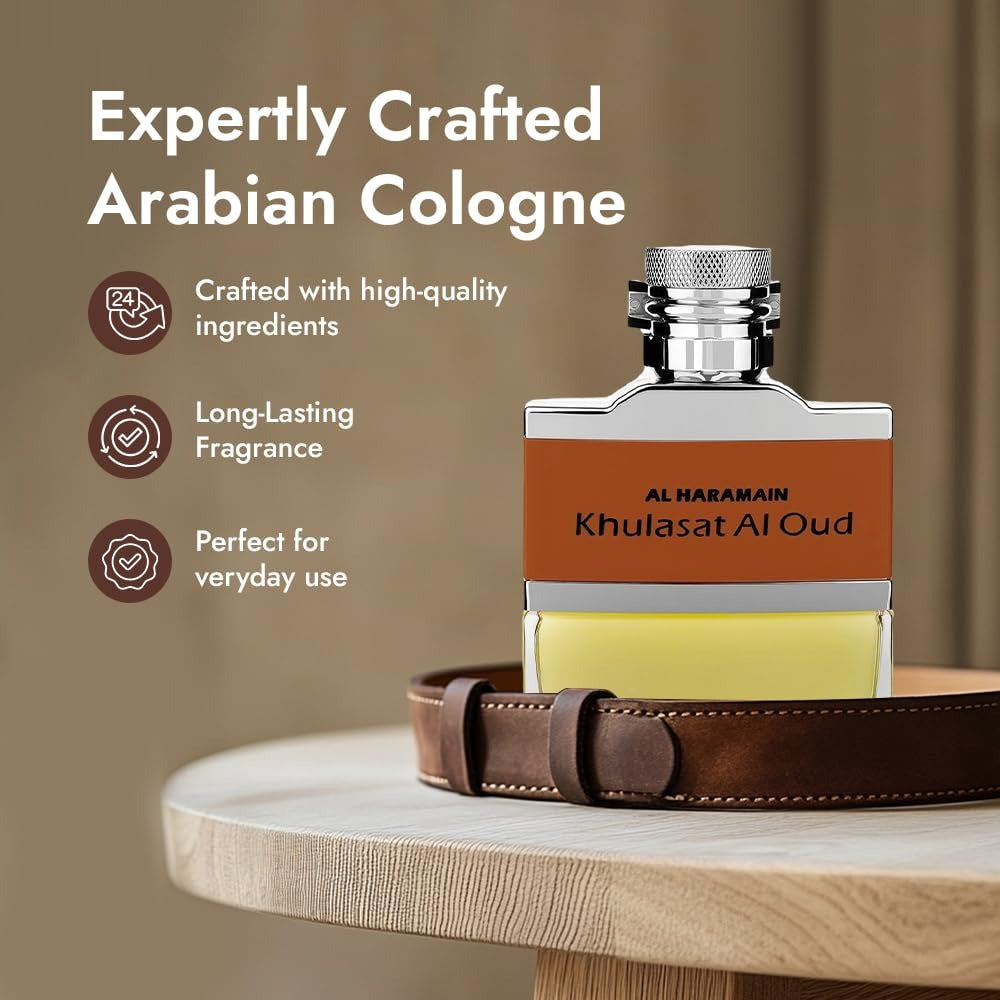 Al Haramain Khulasat Al Oud Eau De Parfum – Premium Oriental Oud Fragrance – 100ML