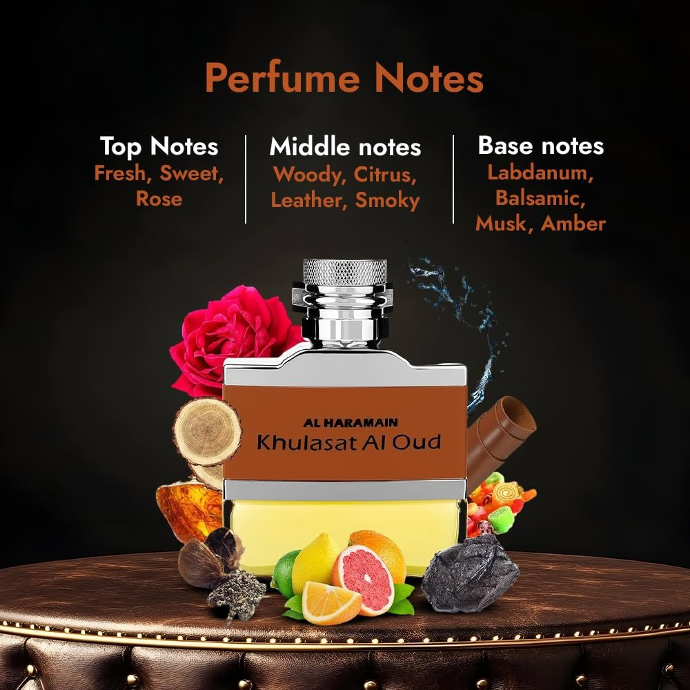 Al Haramain Khulasat Al Oud Eau De Parfum – Premium Oriental Oud Fragrance – 100ML