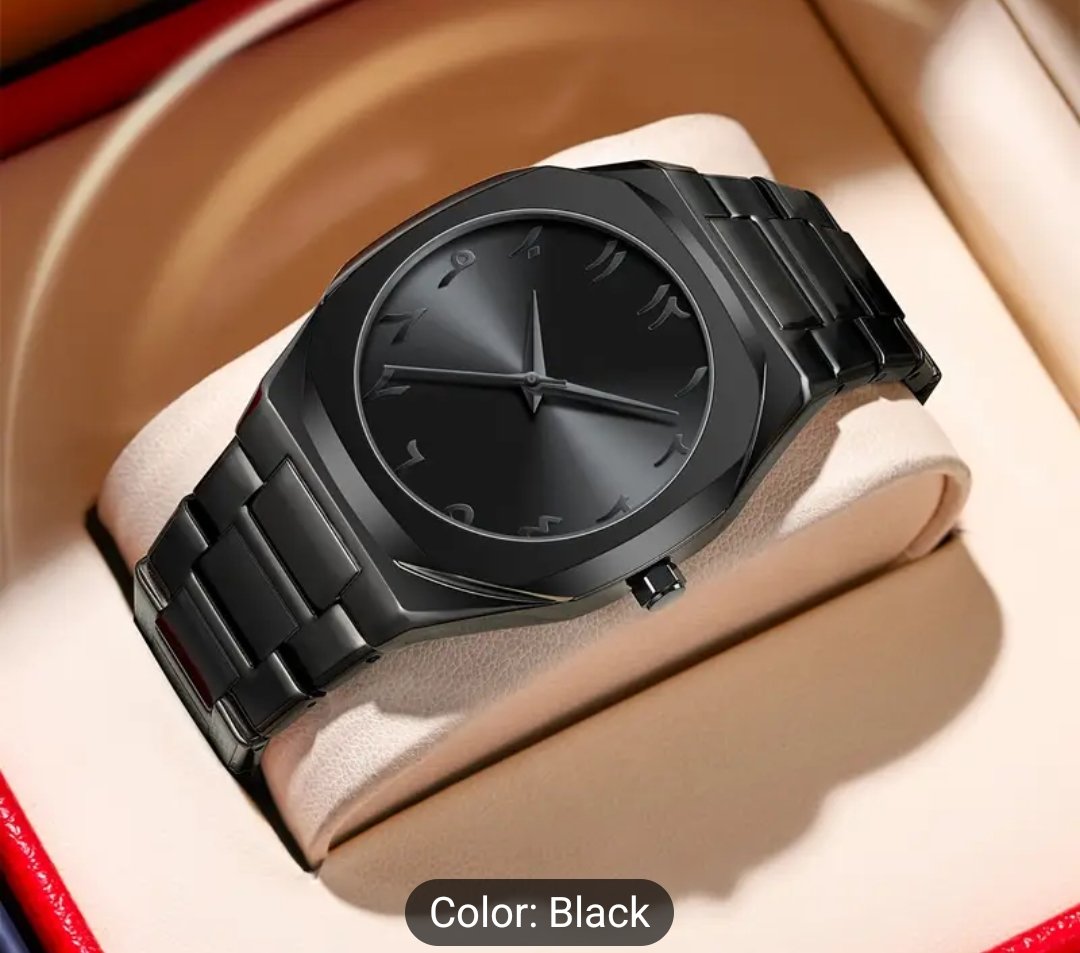 Arabic Numeral Black Watch – Minimalist Men’s Watch with Matte Finish & Arabic Dial