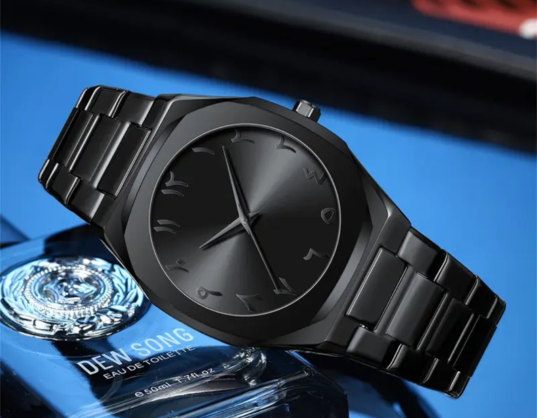 Arabic Numeral Black Watch – Minimalist Men’s Watch with Matte Finish & Arabic Dial
